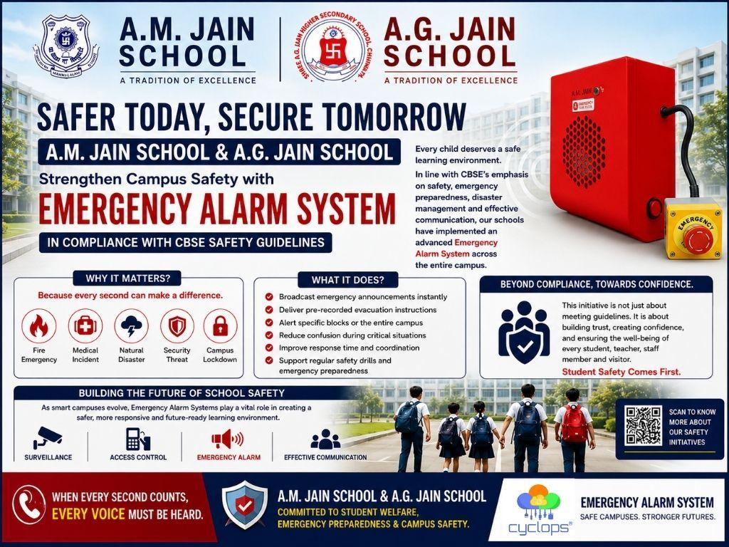 A.M. Jain School & A.G. Jain School Lead the Way in Campus Safety with Emergency Alarm System